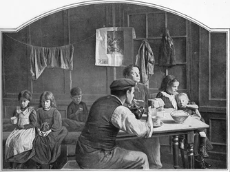 Gammelt værelse i Slumland, London, c1900 1901