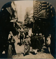 På El Choir, en smal gade i det arabiske basarkvarter i Kairo, Egypten, 1903