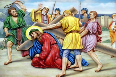 Vor Frue af Fatima kirke. Korsets vej. Station 3. Jesus falder for første gang. Ho Chi Minh City. Vietnam