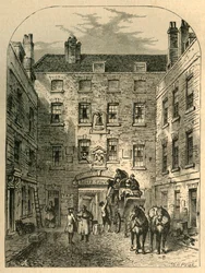 Ydre Court of La Belle Sauvage i 1828, 1897.