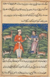Side fra Tales of a Parrot Tuti-nama: Attende nat: Nikfal, formuen..., ca. 1560.