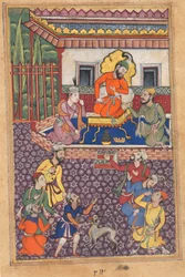 Side fra Tales of a Parrot Tuti-nama: Sjetteogfyrre nat: Retten til Raja of Ujjain, ca. 1560