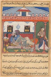 Side fra Tales of a Parrot Tuti-nama: Treogfyrre nat: Slangen, gemt i en kurv..., ca. 156