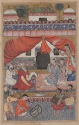 Side fra Tales of a Parrot Tuti-nama: Treogtredive nat: Forberedelse til ægteskabet..., ca. 156