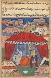 Side fra Tales of a Parrot Tuti-nama: Fjerdeogtyvende nat: Den forklædte araber..., ca. 1560.