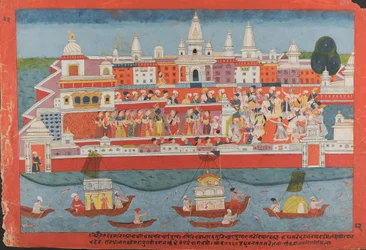 Side fra et spredt Bhagavata Purana-manuskript Life of Krishna, ca. 1775.