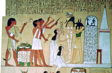 Side fra Hunefers dødebog, fra Theben, Egypten, 19. dynasti, c1300 f.Kr.