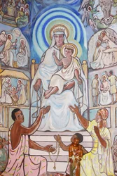 Maleri i Lome-katedralen: Jomfru og barn, Lome, Togo