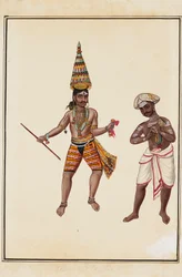 Et par mandlige tempeldansere, 1820-1825