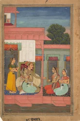 Panchama Ragini: Side fra en Ragamala Series Garland of Musical Modes, ca. 1640.