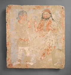 Panel med guden Zeus Serapis Ohrmazd og tilbeder, ca. 3. århundrede e.Kr.