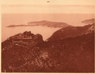 Panorama og Cap Ferrat set fra Grande Corniche, Eze, 1930.