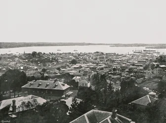 Panoramaudsigt fra bakkerne, Auckland, New Zealand, 1895.