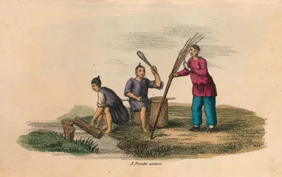 Papirfremstilling i Kina, AD 105, c1850