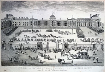 Parade af tropperne under den store parade, Tuileries Palace, 1800-tallet