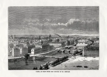 Paris, set fra kirken St Gervais, Frankrig, 1879