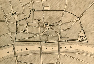 En del af det moderne London, viser den gamle mur, 1897.