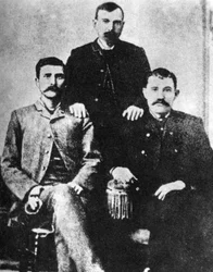 Pat Garrett, James Brent og John W Poe, sheriffer i Lincoln County, c1880-1882 1954