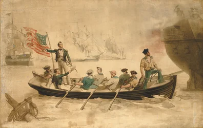 Perry overfører sit flag til Niagara, slutningen af det 19. århundrede.