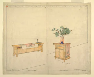Piano Bench and Taboret, Henry J. Allen Residence, Wichita, KA, 1917
