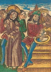 Pilatus vasker sine hænder, ca. 1490.