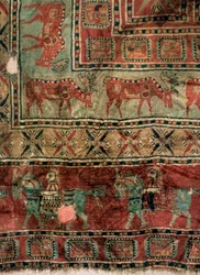 Pile Carpet Detail: Dådyr og ryttere, 5.-4. århundrede f.Kr
