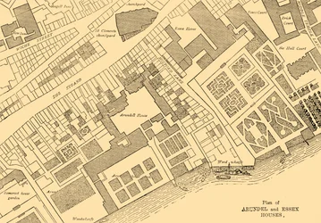 Plan over Arundel og Essex Houses, 1881.