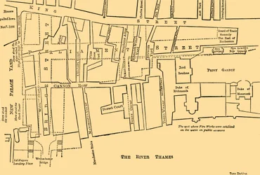 Plan over en del af Westminster mellem 1734 og 1748 - Før opførelsen af Parliament Street,