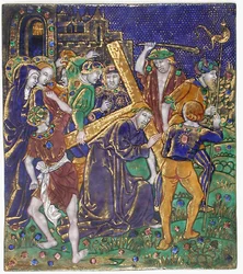 Plade med Kristus bærende kors, fransk, 1500-tallet.