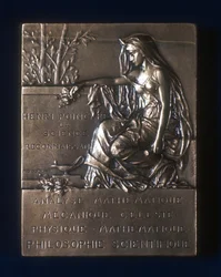 Plaquette til minde om Henri Poincares død, fransk matematiker, 1912