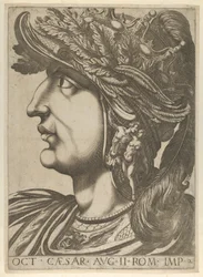 Plade 2: Octavian i profil til venstre, fra 