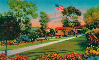 Plaza, hvor det første amerikanske flag i Californien blev rejst i 1846. San Diego, Californien, c194