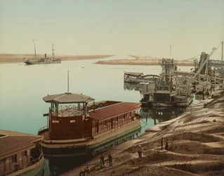 Port Said, indgang til Suez-kanalen, ca. 1900 (farvefotokrom)