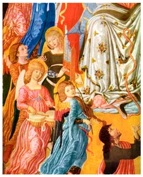 Portativt orgel og kedeltrommer, c1474 1956
