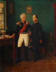 Portræt af general Fjodor Grigoryevich Friedrich August Goldgeuer 1771-1848 med søn Mikhail, ca.