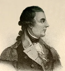 Portræt af general Montgomery med sort silkehalsbind og håret bundet i en pisk, cirka 1770, 1937.