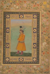 Portræt af Muhammad Ali Baig, Folio fra Shah Jahan Album, recto, tidligt i det 19. århundrede.