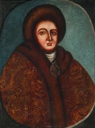 Portræt af Tsarina Evdokiya Feodorovna Lopukhina 1669-1731, hustru til zar Peter I af Rusland