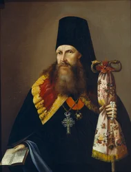 Portræt af Varlaam Denisov, ærkebiskop af Ural 1804-1873, midten af det 19. århundrede.