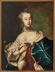 Portræt af en Friederike Caroline von Sachsen-Coburg-Saalfeld, markgrevin af..., 1700-tallet.