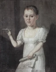 Portræt af digteren Mikhail Lermontov 1814-1841 som barn, 1817-1818