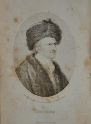 Portræt af forfatteren, essayisten og filosoffen Francois Marie Arouet de Voltaire 1694-1778, 1798