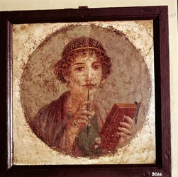 Portrætmaleri af Sappho, Pompeji, Italien