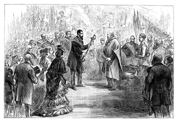 Præsentation af et sværd til Giuseppe Garibaldi i Crystal Palace, 1864 slutningen af det 19. århundrede