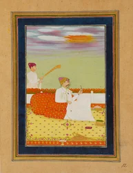 Prins siddende på terrasse med ledsager, 1700-tallet