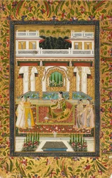 Prinsesse med ledsagere i et palads, 1700-tallet