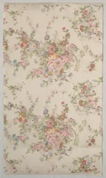 Trykt silke med blomsterdesign, slutningen af 1800-tallet.