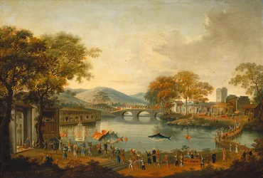 Procession ved en sø, 1800-tallet.
