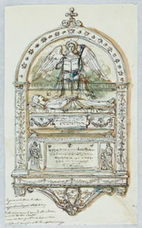 Projekt for et gravskrift i høj relief
