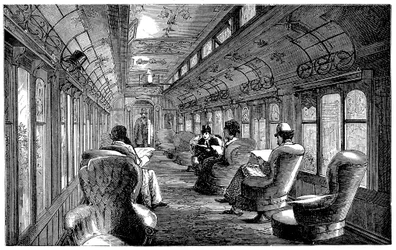 Pullman salonvogn på Midland Railway, England, 1876